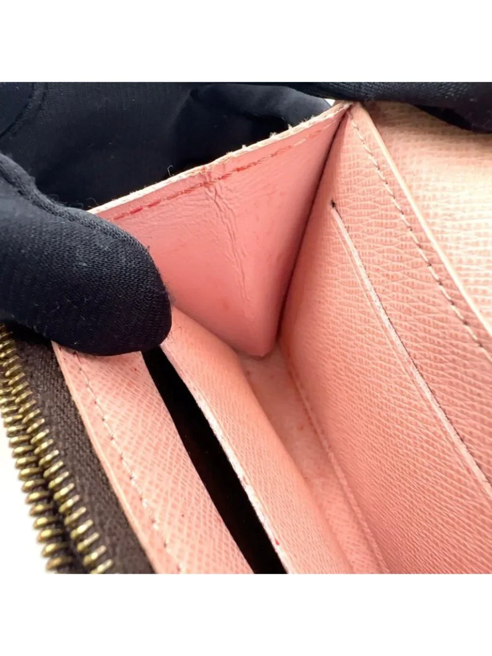 Louis Vuitton Porte-Monnaie Rosalie Damier Ebene Rose Ballerine Leather Brown
